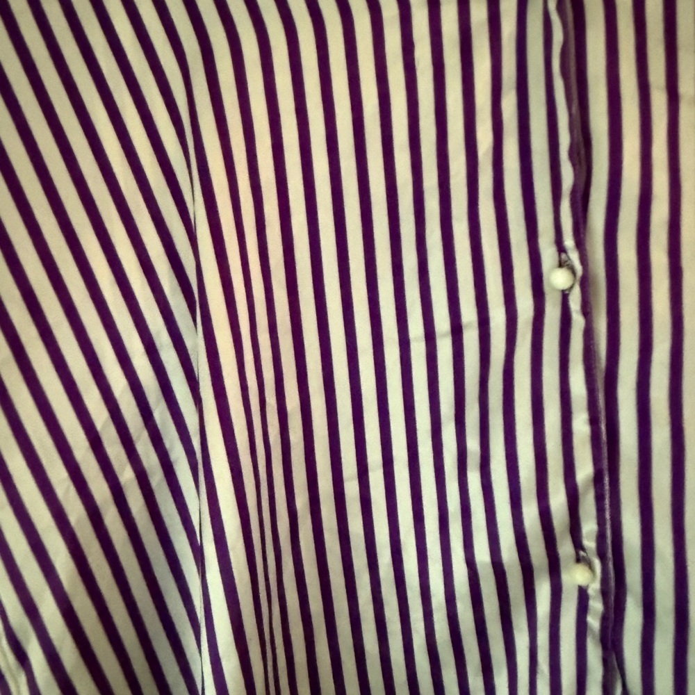 Vintage Victoria’s Secret Pajamas Night Dress Top M/l  Purple Stripes  Satin - Picture 4 of 9